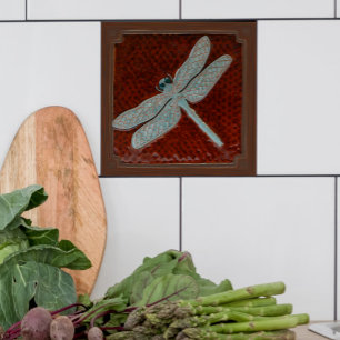 Craftsman Dragonfly Tile, Brown and turquoise Tile