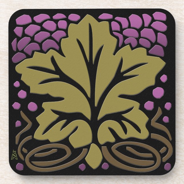 Craftsman Grape Leaf and Grapes Coaster (Front)