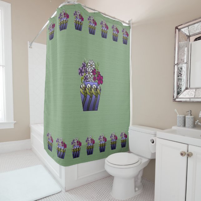 Craftsman Lily Vase  Shower Curtain (In Situ)