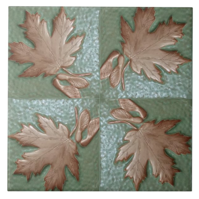 Craftsman Maple Leaf green and copper Tile (Front)