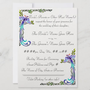 Craftsman Peacocks (Metallic Wedding Invitation) Invitation