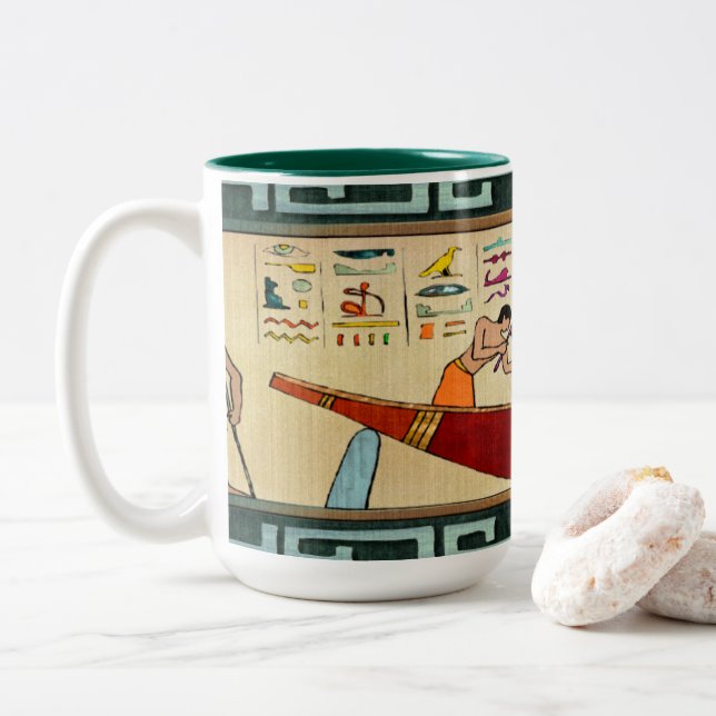 Craftsmanship Egyptian Folk Art Two-Tone Coffee Mug (With Donut)