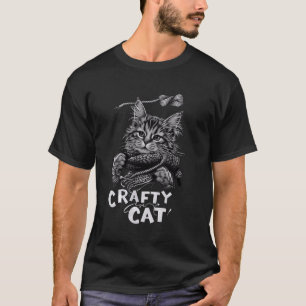 Crafty Cat Graphic - Maine Coon Cat with Yarn Desi T-Shirt