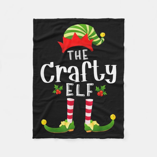 Crafty Christmas Elf Matching Pajama X-mas Party  Fleece Blanket (Front)
