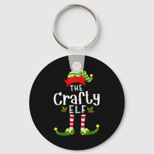 Crafty Christmas Elf Matching Pajama X-mas Party Key Ring