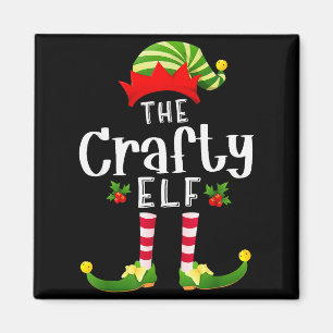 Crafty Christmas Elf Matching Pajama X-mas Party Magnet