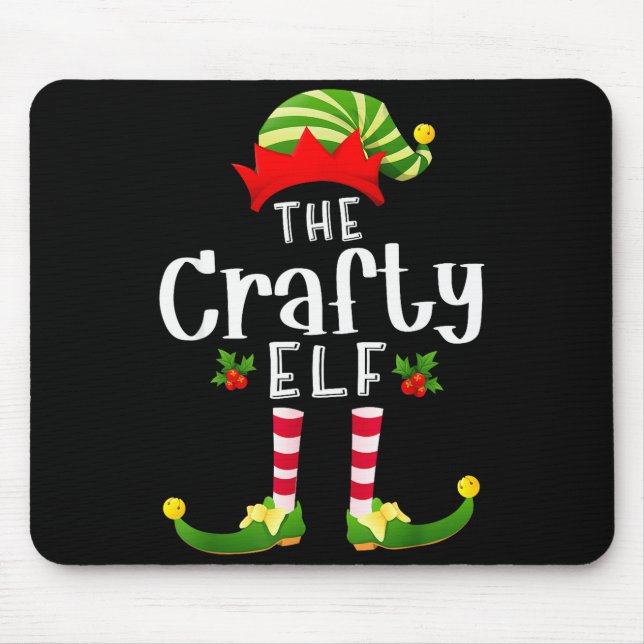Crafty Christmas Elf Matching Pajama X-mas Party  Mouse Mat (Front)