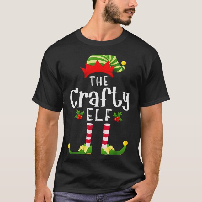 Crafty Christmas Elf Matching Pajama X-mas Party  T-Shirt (Front)