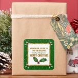 Crafty Christmas Made With Love (green) Square Sticker<br><div class="desc">Festive and fun Christmas stickers for all your homemade goodies</div>