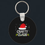 Crafty Claus Christmas Lights Santa Pajama Family  Key Ring<br><div class="desc">Crafty Claus Christmas Lights Santa Pajama Family Matching</div>