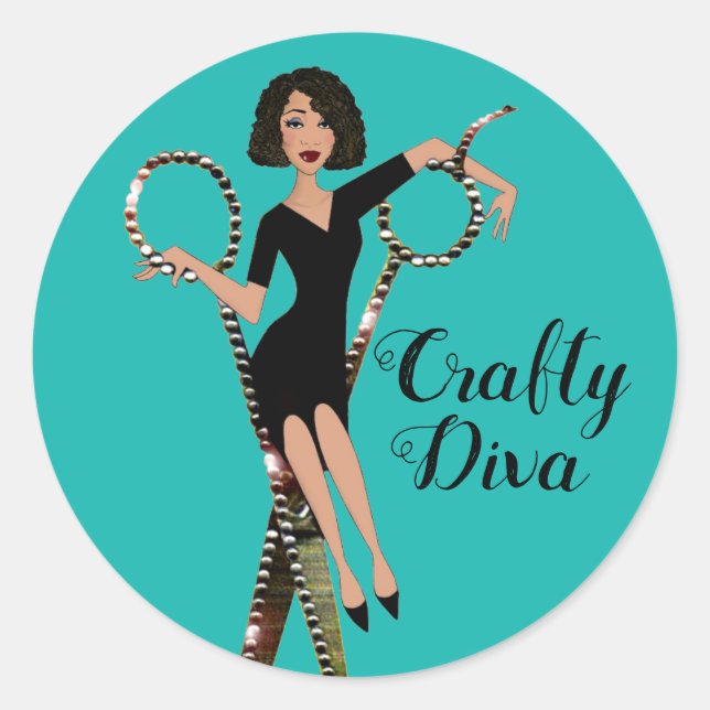 "Crafty Diva" African American Diva Stickers (Front)