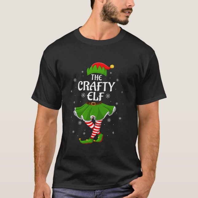 Crafty Elf Christmas Family Girls Women Elf Squad  T-Shirt (Front)