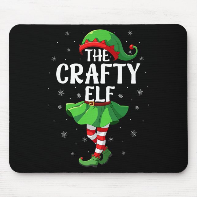 Crafty Elf Christmas Girls Women Elf Squad Xmas Fa Mouse Mat (Front)