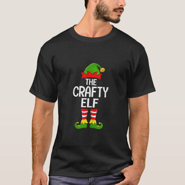 Crafty Elf Xmas Matching Family Elf Squad Christma T-Shirt (Front)