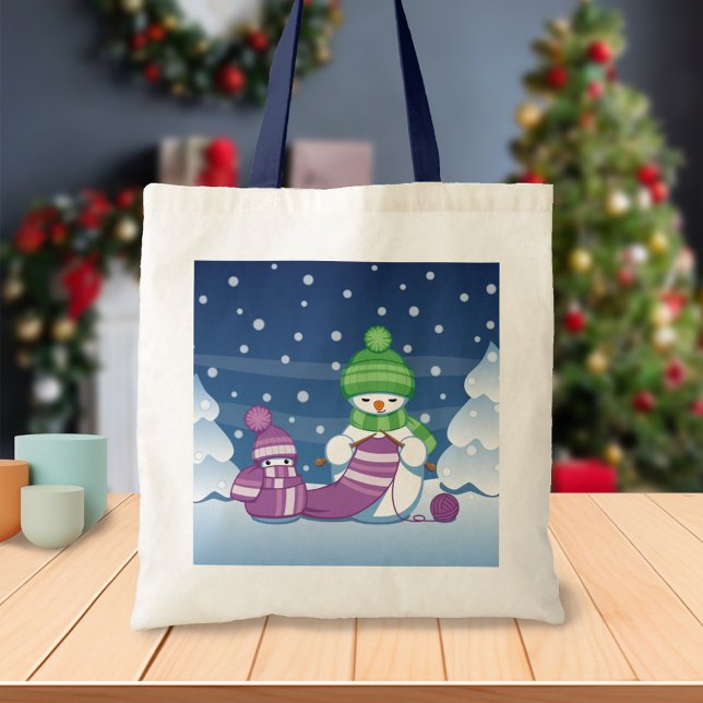 Crafty Snowman Knitting Scarf Tote Bag (Creator Uploaded)