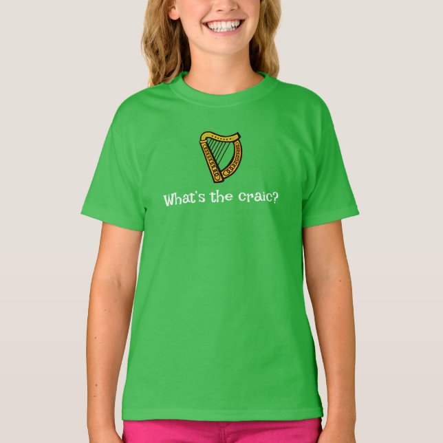 Craic kid green tee (Front)