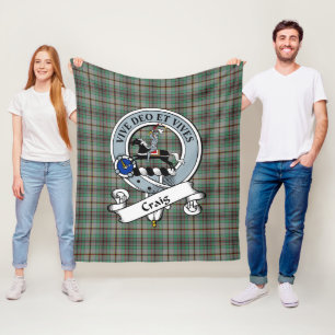 Craig Clan Badge Tartan Plaid Fleece Blanket