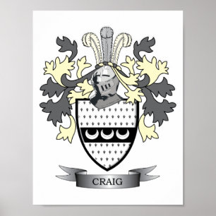 Craig Family Crest Coat of Arms Poster
