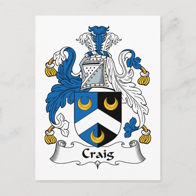 Craig Family Crest Postcard (Front)