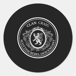 Craig Scottish Clan Scottish Lion Descent Classic Round Sticker