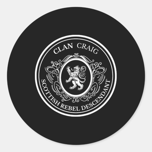 Craig Scottish Clan Scottish Lion Descent Classic Round Sticker (Front)