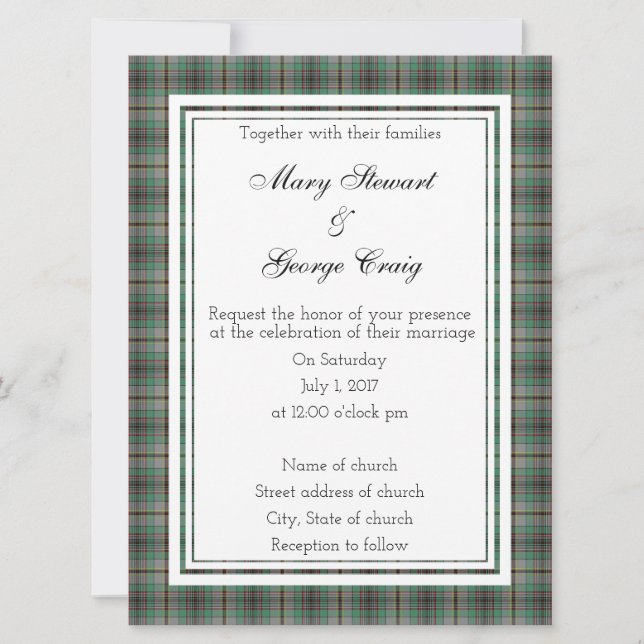 Craig Scottish Wedding Invitation (Front)