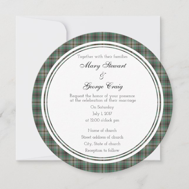 Craig Scottish Wedding Round Invitation (Front)