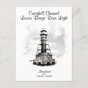 Craighill Channel Lower Range Rear Light-Md Postcard