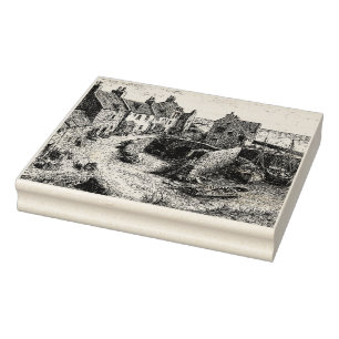 Crail, Fife, Scotland, Vintage Sketch Rubber Stamp