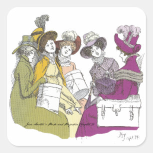 Crammed In, Jane Austen, Pride and Prejudice Square Sticker