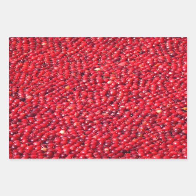Cranberries Festive Red Wrapping Paper Sheet (Front)