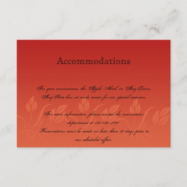 Cranberries on Orange Stripe Wedding Hotel Insert (Front)