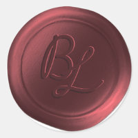 Cranberry 2 Letter Monogram Wax Seal Stickers