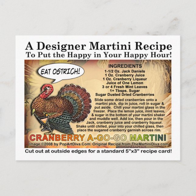 Cranberry A-Go-Go Thanksgiving Martini Recipe Card (Front)