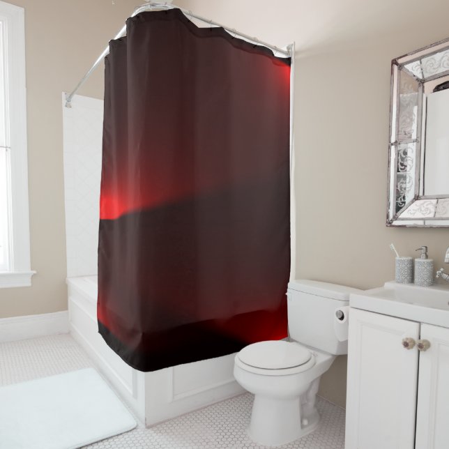 Cranberry And Black Lights Shower Curtain (In Situ)