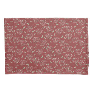 Cranberry and Sage Watercolor Floral Pattern Pillowcase