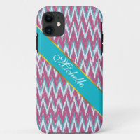 Cranberry and Teal iKat ZigZag Pattern