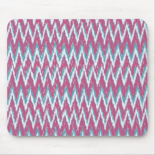 Cranberry and Teal iKat ZigZag Pattern Mouse Mat