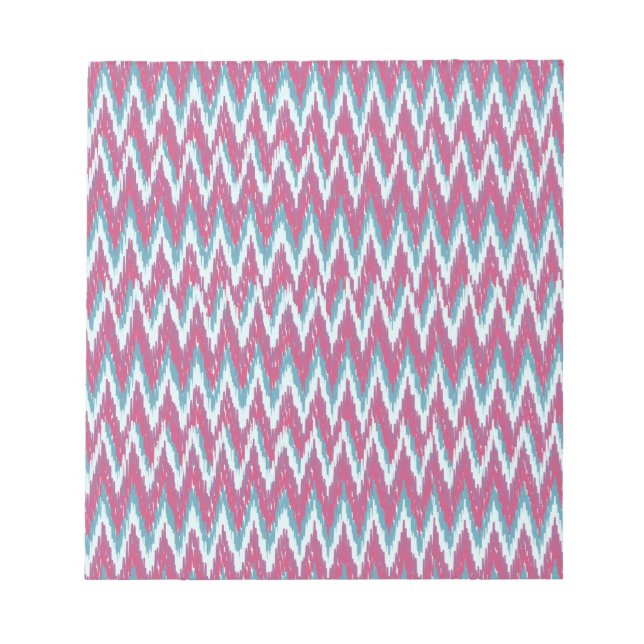 Cranberry and Teal iKat ZigZag Pattern Notepad (Front)