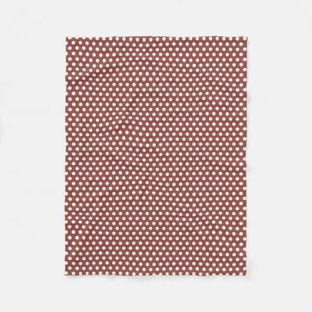 Cranberry and White Polka Dot Fleece Blanket (Front)