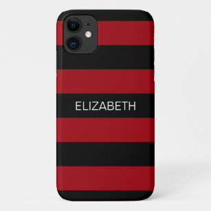 Cranberry Black Horiz Preppy Stripe #3 Monogram Case-Mate iPhone Case