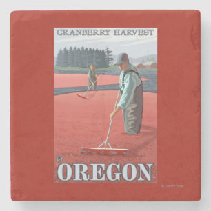 Cranberry Bogs Harvest Vintage Travel Poster Stone Coaster