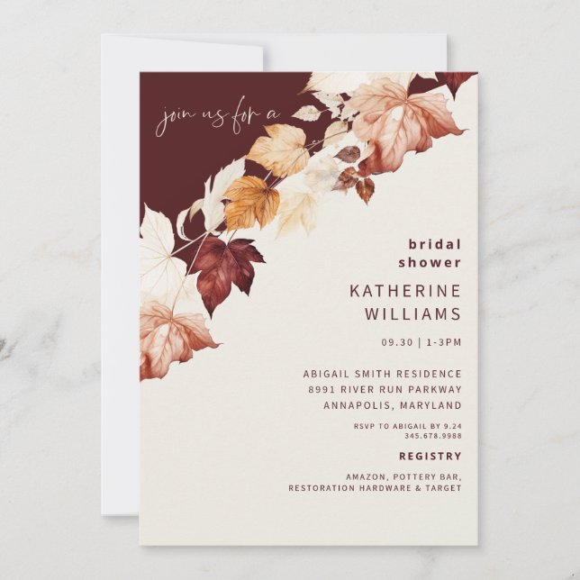 Cranberry Botanical Bridal Shower Invitation (Front)