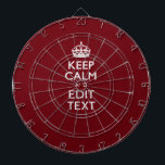 Cranberry Burgundy Keep Calm and Your Text Dartboard<br><div class="desc">Your personalized Keep Calm saying on a fine custom burgundy red accent color decor. A personalized Keep Calm style saying on a one of a kind gift. Humorous or whimsical try on your creative words on two editable lines of text. Remember to use CAPITAL letters for best results. Use the...</div>