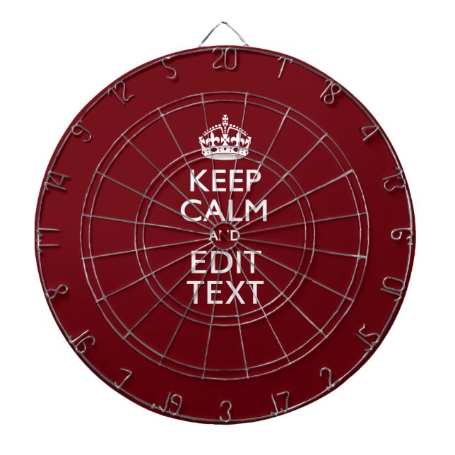 Cranberry Burgundy Keep Calm and Your Text Dartboard (Front)