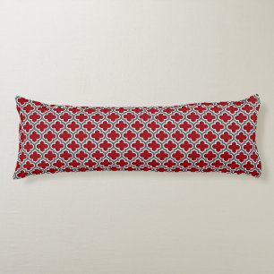Cranberry Charcoal White Moroccan Quatrefoil #5DS Body Cushion