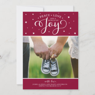 Cranberry Christmas Pregnancy Announcement Card