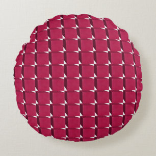 Cranberry Cubes Round Cushion