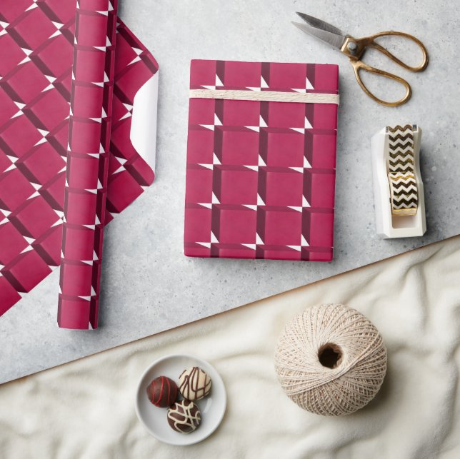 Cranberry Cubes Wrapping Paper (Crafts)