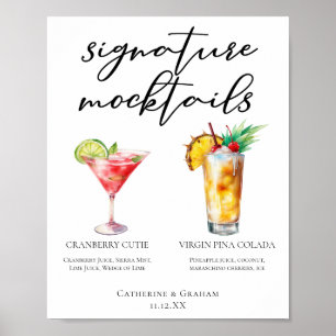 Cranberry Cutie Piña Colada Mocktails Menu Poster